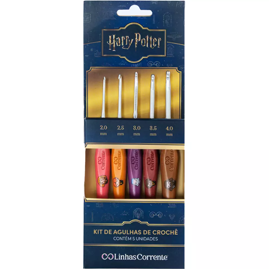 Kit Agulhas de Crochê Cabo Emborrachado Harry Potter Este Kit Contém 5 agulhas