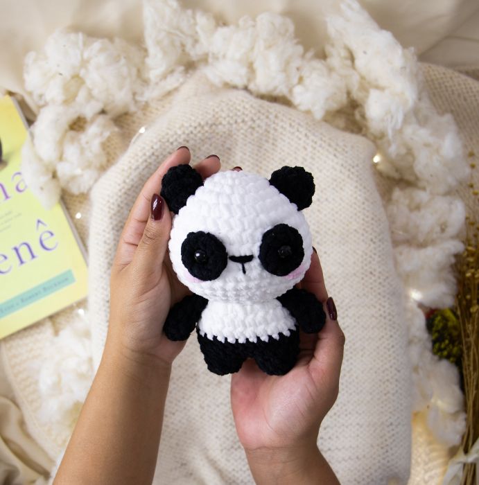 Panda com Fio Amigurumi Chenille