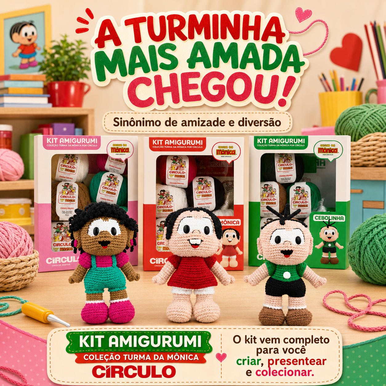 Kit Amigurumi Turma da Mônica